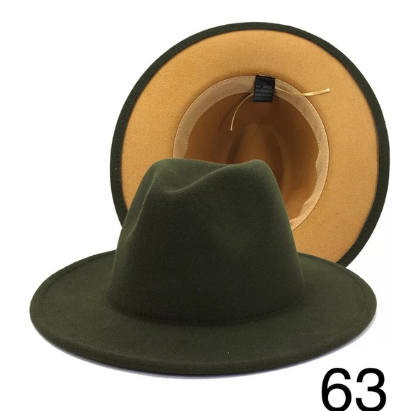 Fedora Wide No Trim Firm Wide Brim Vegan Wool Hat - Picture 2 of 16